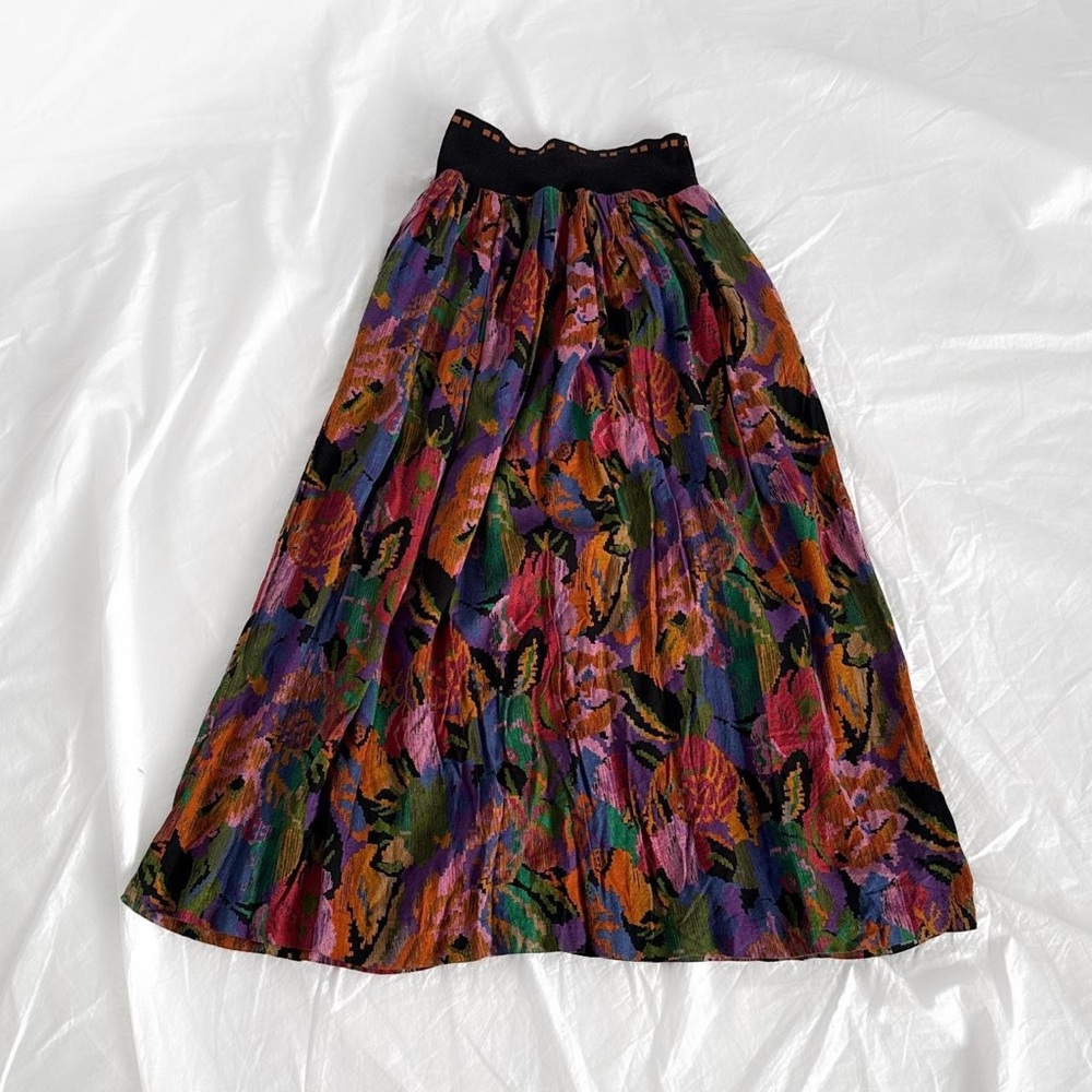 vintage 80s floral patterned maxi skirt